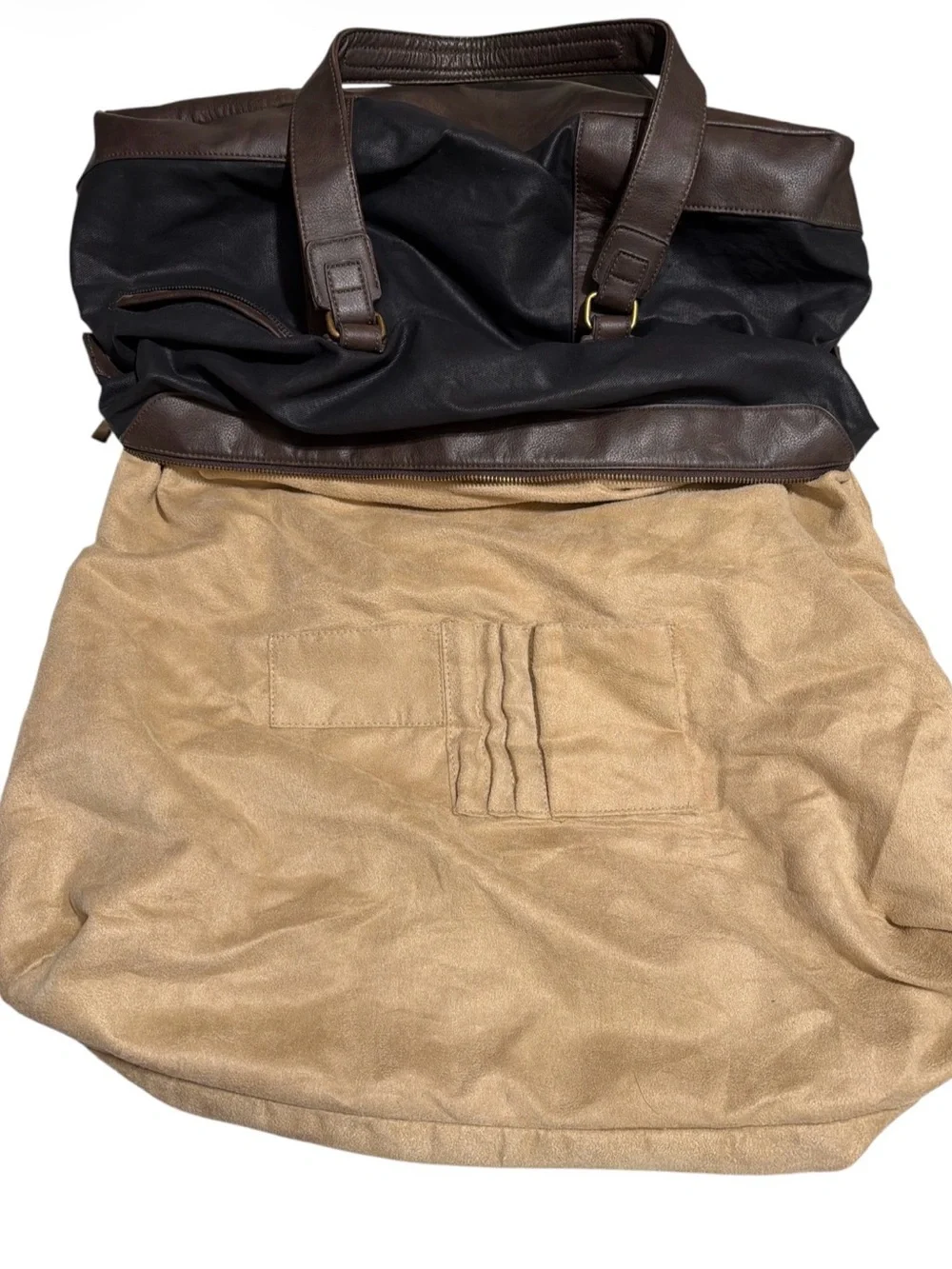 Matt & Nat Black Canvas Duffel with Brown Leather Trim